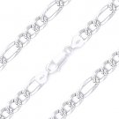 6mm Figaro Link Chain Diamond-Cut Pave Bracelet Solid .925 Italy Sterling Silver 6mm Figaro Link Chain Diamond-Cut Pave Bracelet Solid .925 Italy Sterling Silver