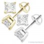 Forever Brilliant 2.00 ct Square Princess Cut Moissanite 14k Gold Stud Earrings