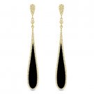 2.08 ct Black Onyx Diamond Pave 14k Yellow Gold Dangling Drop Stiletto Earrings 2.08 ct Black Onyx Diamond Pave 14k Yellow Gold Dangling Drop Stiletto Earrings