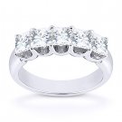 Forever Brilliant Square Cut Moissanite 14k White Gold U-Prong Ring Wedding Band