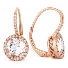 3.08 ct Round Cut White Topaz Diamond 14k Rose Gold Leverback Dangling Earrings 3.08 ct Round Cut White Topaz Diamond 14k Rose Gold Leverback Dangling Earrings