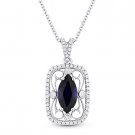 1.92 ct Marquise Cut Lab-Sapphire & Diamond 14k White Gold Antique-Style Pendant