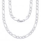 6mm Figaro Link Chain Diamond-Cut Pave Necklace Solid .925 Italy Sterling Silver 6mm Figaro Link Chain Diamond-Cut Pave Necklace Solid .925 Italy Sterling Silver