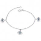 Evil Eye Bead Charm & CZ Crystal Charm & Rolo Chain 925 Sterling Silver Bracelet Evil Eye Bead Charm & CZ Crystal Charm & Rolo Chain 925 Sterling Silver Bracelet