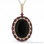 15.70ct Black Onyx Ruby & Diamond Oval Pendant & Chain Necklace in 14k Rose Gold