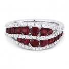 1.54 ct Round Cut Red Ruby & Diamond Pave Right-Hand Ring Band in 18k White Gold 1.54 ct Round Cut Red Ruby & Diamond Pave Right-Hand Ring Band in 18k White Gold