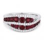 1.54 ct Round Cut Red Ruby & Diamond Pave Right-Hand Ring Band in 18k White Gold