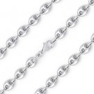 Sterling Silver Rhodium 6.1mm Hollow Puffed Marina Mariner Link Chain Bracelet