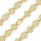8mm Disco Ball CZ Bead Link Chain Bracelet 925 Sterling Silver & 14k Yellow Gold 8mm Disco Ball CZ Bead Link Chain Bracelet 925 Sterling Silver & 14k Yellow Gold