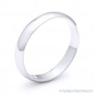 3mm Plain Dome Wedding Band in .925 Sterling Silver w/ Rhodium - Men's / Women's