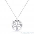 Tree-of-Life Charm Circle Pendant & Chain Necklace in Solid .925 Sterling Silver Tree-of-Life Charm Circle Pendant & Chain Necklace in Solid .925 Sterling Silver