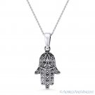 Hamsa Hand Evil Eye Luck Charm Necklace Pendant in Oxidized .925 Sterling Silver Hamsa Hand Evil Eye Luck Charm Necklace Pendant in Oxidized .925 Sterling Silver