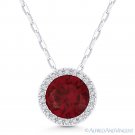 1.61 ct Lab-Created Red Ruby & Diamond Halo Pendant & Necklace in 14k White Gold 1.61 ct Lab-Created Red Ruby & Diamond Halo Pendant & Necklace in 14k White Gold
