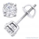 Forever One D-E-F Round Cut Moissanite Screwback Stud Earrings in 14k White Gold
