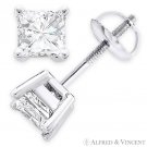 Forever One D-E-F Square Cut Moissanite 14k White Gold Screwback Stud Earrings Forever One D-E-F Square Cut Moissanite 14k White Gold Screwback Stud Earrings