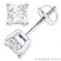 Forever One D-E-F Square Cut Moissanite 14k White Gold Screwback Stud Earrings
