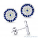 Evil Eye Turkish Nazar Greek Mati Hamsa Charm Sterling Silver 10mm Stud Earrings