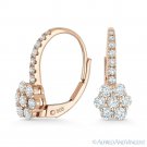 0.74 ct Round Cut Diamond Cluster 14k Rose Gold Leverback Flower Charm Earrings 0.74 ct Round Cut Diamond Cluster 14k Rose Gold Leverback Flower Charm Earrings