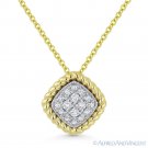 0.18ct Round Cut Diamond Pave Pendant & Chain Necklace in 14k Yellow White Gold 0.18ct Round Cut Diamond Pave Pendant & Chain Necklace in 14k Yellow White Gold