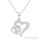 Heart CZ Crystal Love Charm Pendant & Necklace in 925 Sterling Silver w/ Rhodium Heart CZ Crystal Love Charm Pendant & Necklace in 925 Sterling Silver w/ Rhodium