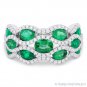 2.71ct Oval Cut Emerald & Diamond Pave Right-Hand Fashion Ring in 18k White Gold