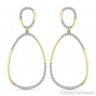 0.28ct Round Diamond Pave Dangling Open Oval Fashion Earrings in 14k Yellow Gold