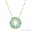 Fleur-De-Lis Charm Nano Crystal Pendant & Chain Necklace in .925 Sterling Silver