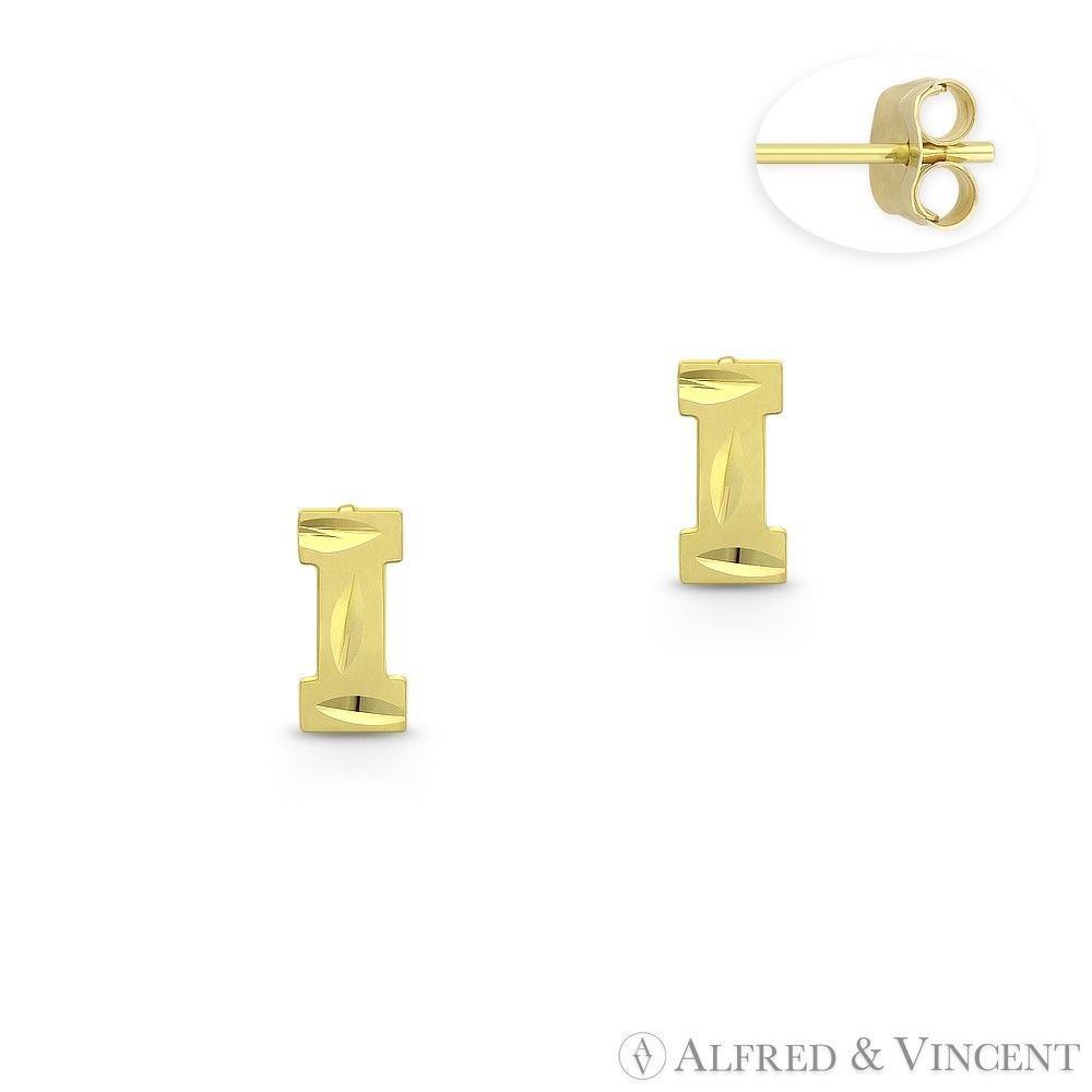 9ct Yellow Gold Mini Initial 'I' Stud Earrings