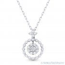 0.45ct Baguette & Round Cut Diamond 18k White Gold Pendant w/ 14k Chain Necklace 0.45ct Baguette & Round Cut Diamond 18k White Gold Pendant w/ 14k Chain Necklace