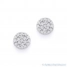 Cubic Zirconia CZ Crystal Pave Circle Stud Earrings .925 Sterling Silver Rhodium Cubic Zirconia CZ Crystal Pave Circle Stud Earrings .925 Sterling Silver Rhodium