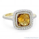 2.61 ct Citrine Gem & Diamond Pave Halo 14k Yellow & White Gold Right-Hand Ring 2.61 ct Citrine Gem & Diamond Pave Halo 14k Yellow & White Gold Right-Hand Ring
