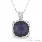 4.65ct Cushion Blue Lab Sapphire Diamond 14k White Gold Pendant & Chain Necklace 4.65ct Cushion Blue Lab Sapphire Diamond 14k White Gold Pendant & Chain Necklace