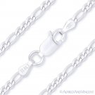 Figaro Link 2.1mm G060 Italian Chain Bracelet in Solid 925 Italy Sterling Silver