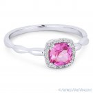 0.80 ct Cushion Cut Pink Lab Sapphire & Diamond Halo 14k White Gold Promise Ring 0.80 ct Cushion Cut Pink Lab Sapphire & Diamond Halo 14k White Gold Promise Ring