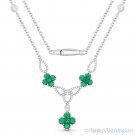 1.61 ct Emerald & Diamond Pave Flower Charm Statement Necklace in 18k White Gold 1.61 ct Emerald & Diamond Pave Flower Charm Statement Necklace in 18k White Gold