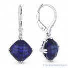 7.10ct Cushion Cut Lab Sapphire & Diamond 14k White Gold Dangling Drop Earrings 7.10ct Cushion Cut Lab Sapphire & Diamond 14k White Gold Dangling Drop Earrings