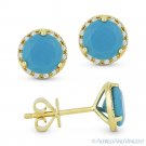 0.98 ct Round Cut Blue Turquoise & Diamond 14k Yellow Gold Martini Stud Earrings 0.98 ct Round Cut Blue Turquoise & Diamond 14k Yellow Gold Martini Stud Earrings