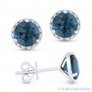 2.07 ct Round Cut London-Blue Topaz Diamond 14k White Gold Martini Stud Earrings 2.07 ct Round Cut London-Blue Topaz Diamond 14k White Gold Martini Stud Earrings
