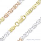 3.5mm Valentino Link Chain Necklace in Tri-Tone 925 Italy Sterling Silver 14k GP 3.5mm Valentino Link Chain Necklace in Tri-Tone 925 Italy Sterling Silver 14k GP