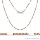 925 Italy Sterling Silver 14k Rose Gold-Plated 1.3mm Bead & Cable Chain Necklace
