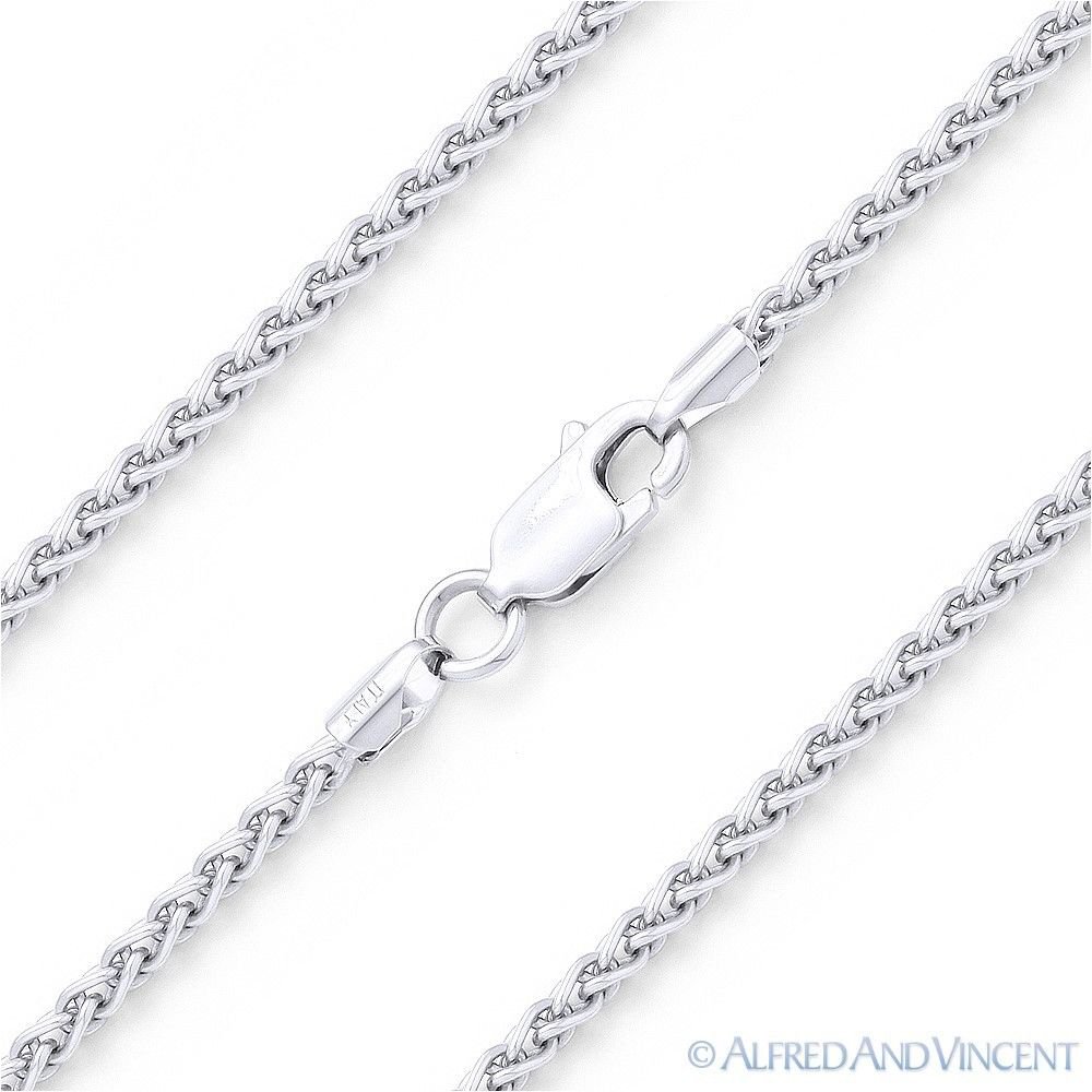.925 Italy Sterling Silver 1.8mm Wheat / Spiga Link Italian Rope Chain