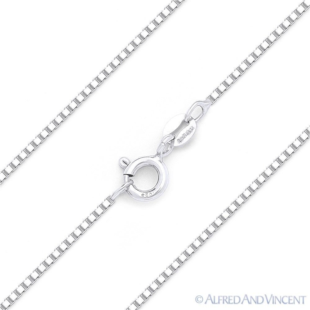 1mm Classic Box Link Italian Chain Bracelet in Solid .925 Italy Sterling Silver