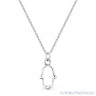 Hamsa Hand Evil Eye Charm Open Pendant & Chain Necklace in .925 Sterling Silver