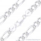 8.4mm Figaro Link Chain Diamond-Cut Pave Bracelet in .925 Italy Sterling Silver 8.4mm Figaro Link Chain Diamond-Cut Pave Bracelet in .925 Italy Sterling Silver