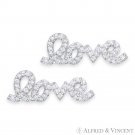 "Love" Word Script Cubic Zirconia CZ Crystal .925 Sterling Silver Stud Earrings "Love" Word Script Cubic Zirconia CZ Crystal .925 Sterling Silver Stud Earrings