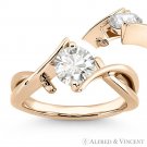 Round Brilliant Cut Moissanite Fancy Solitaire Engagement Ring in 14k Rose Gold Round Brilliant Cut Moissanite Fancy Solitaire Engagement Ring in 14k Rose Gold