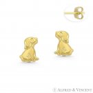 Sitting Puppy Dog Stamped Children's Stud Earrings 14k Yellow Gold - Baby Studs