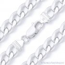 13mm Cuban / Curb Link Italian Chain Bracelet in Solid Italy 925 Sterling Silver