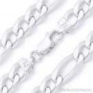 13mm Figaro Figaroa Link Italian Chain Bracelet Solid Italy .925 Sterling Silver