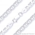 6.3mm Marina Mariner Pave Link .925 Italy Sterling Silver Italian Chain Necklace